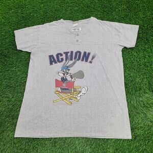 Vintage 1991 Bugs-Bunny Henley Shirt 2XL 26x33 Looney-Tunes USA